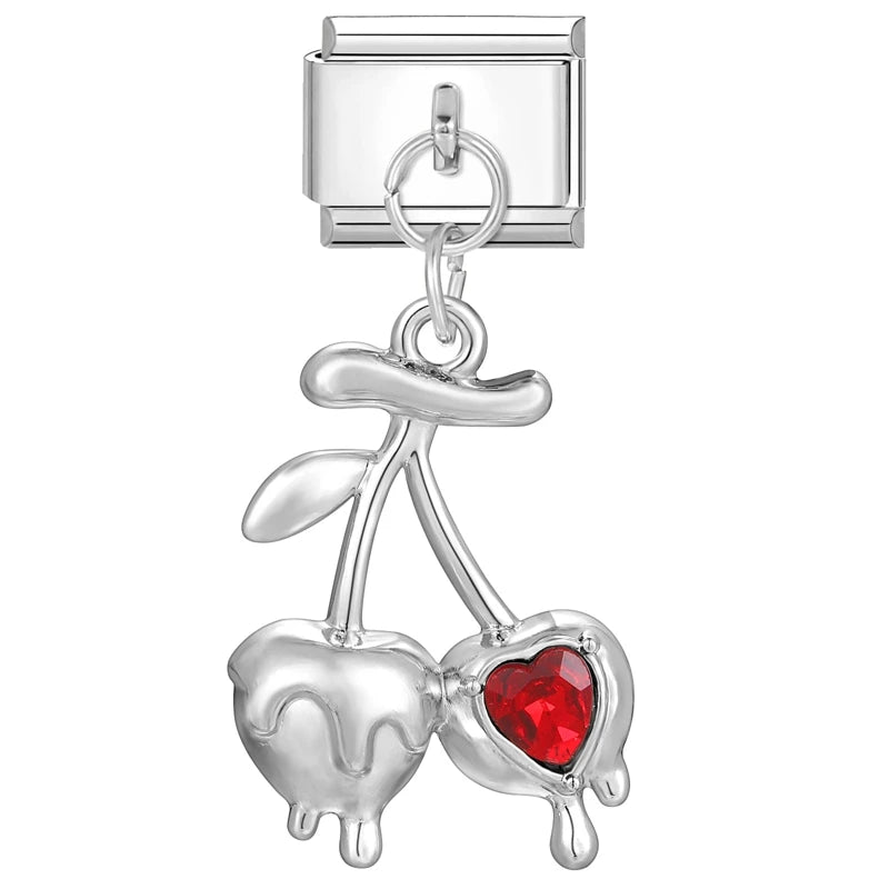 Italian Charm Links – Heart, Flower, Cat & Cherry Designs – Fits 9mm Stainless Steel Bracelets – DIY Jewelry Making Gift for Women