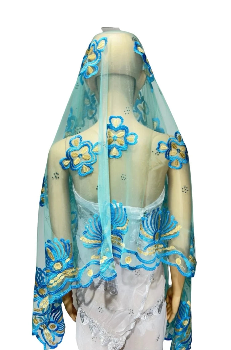 Women's Embroidered Voile Hijab Scarf