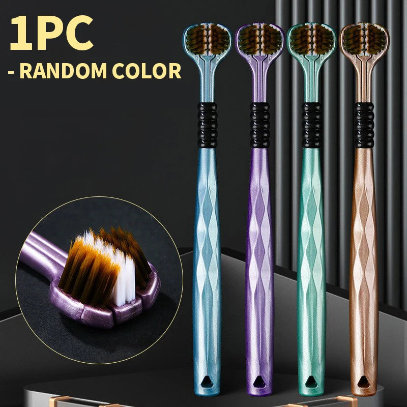 Three-Sided Soft Bristle Toothbrush (1PC / 2PCS / 4PCS) – Advanced Adult Oral Care for Gentle Cleaning & Gum Protection