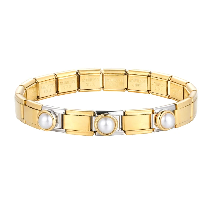 Creative Christmas Bracelet – High-Quality Stainless Steel 9mm Wide Elastic Charm Bracelet for Women, Perfect Birthday or Holiday Gift