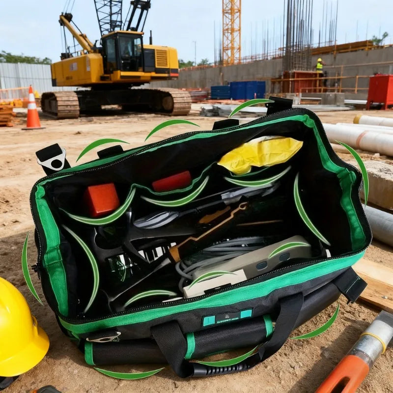Heavy-Duty Tool Bag with Wide Mouth Opening, Compact Tool Organizer with Soft Handle, Zippered Electrician Storage Bag