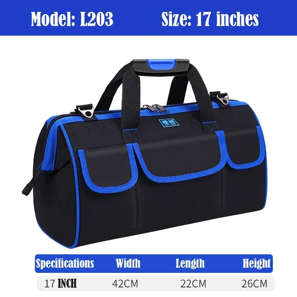 Large Oxford Cloth Tool Bag, Thickened Heavy-Duty Multi-Functional Tool Organizer for Electricians, Carpenters & Repairs