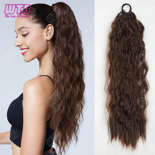 24-Inch Synthetic Braided Wig – Corn Perm Curly Ponytail, Lightweight & Natural Look for Daily Wear