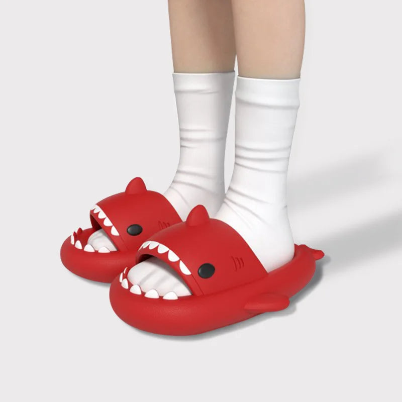 Thick-Sole Shark Slippers — EVA Slide Sandals