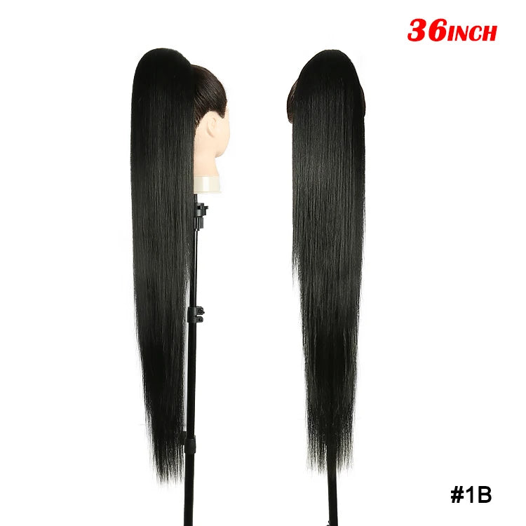 36-Inch Synthetic Drawstring Ponytail Hair Extension – Ombre Blonde, Women’s Hairpiece