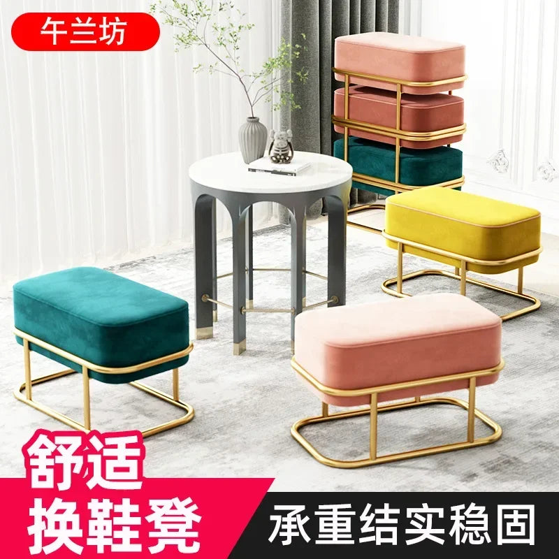 Seating Living Room Fabric Craft Shoe Changing Stool Home Doorway Sofa Stool Oval Rest Stool