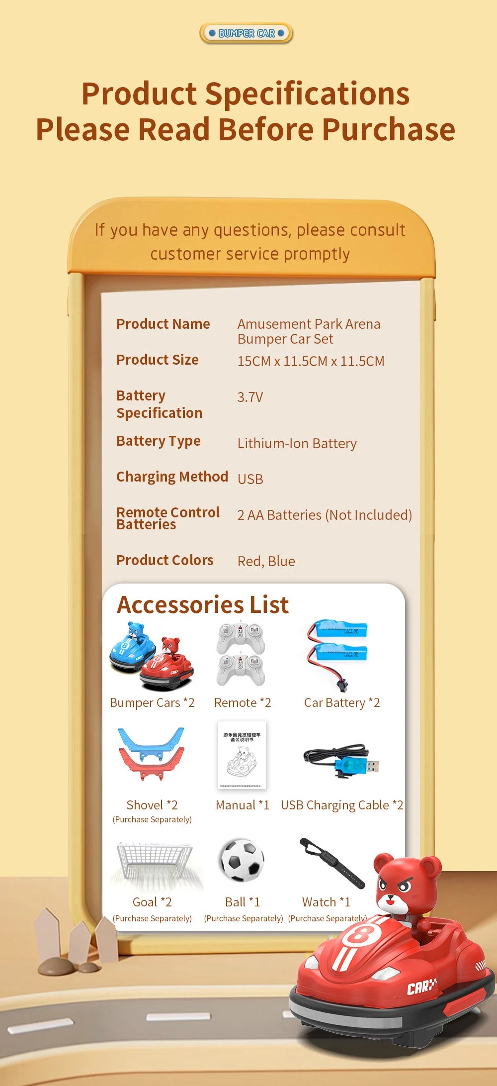 Bumper Battle RC Car with LED – 2.4G Remote Control Racing Car with Music