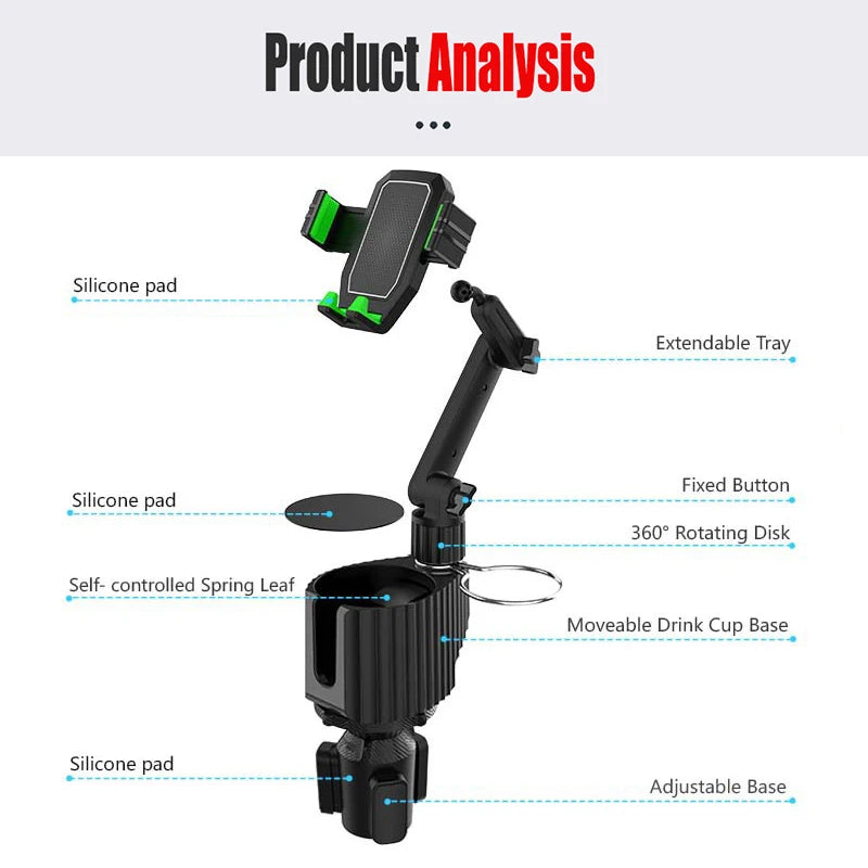 Universal 360 Degree Car Cup Holder Phone Mount