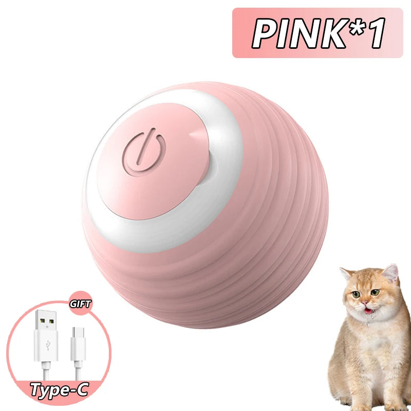 Cat Interactive Ball Toy - Automatic Rolling Ball with Faux Tail, Rechargeable Smart Pet Electric Toy for Dog & Cat Training, Imitates Mouse Movement