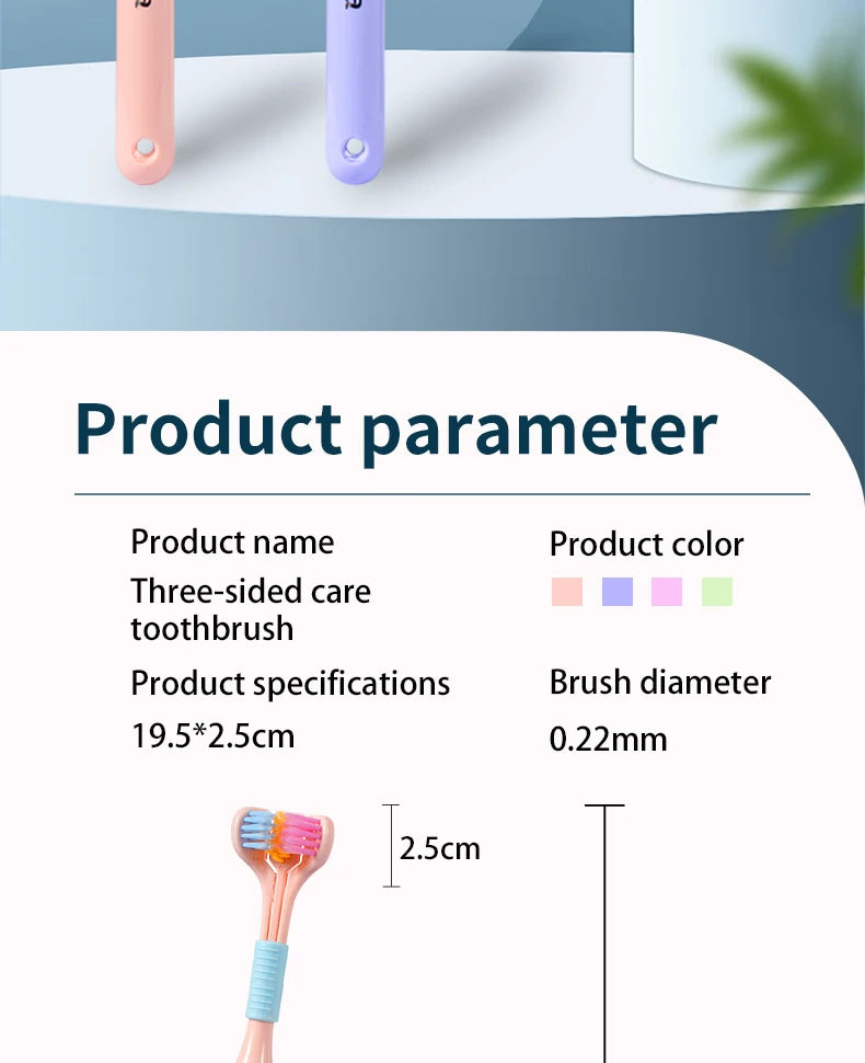 Three-Sided Toothbrush with Soft Ultra-Fine Bristles – Complete Oral Care & Gentle Teeth Cleaning