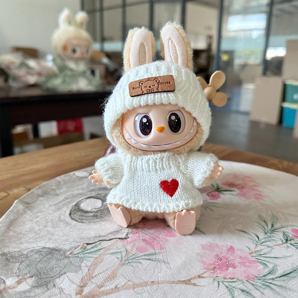 17cm Labubu Doll Clothes Outfit – Accessories for Kpop EXO Labubu Idol V1/V2, Skirt & Sweater Clothing Gift"