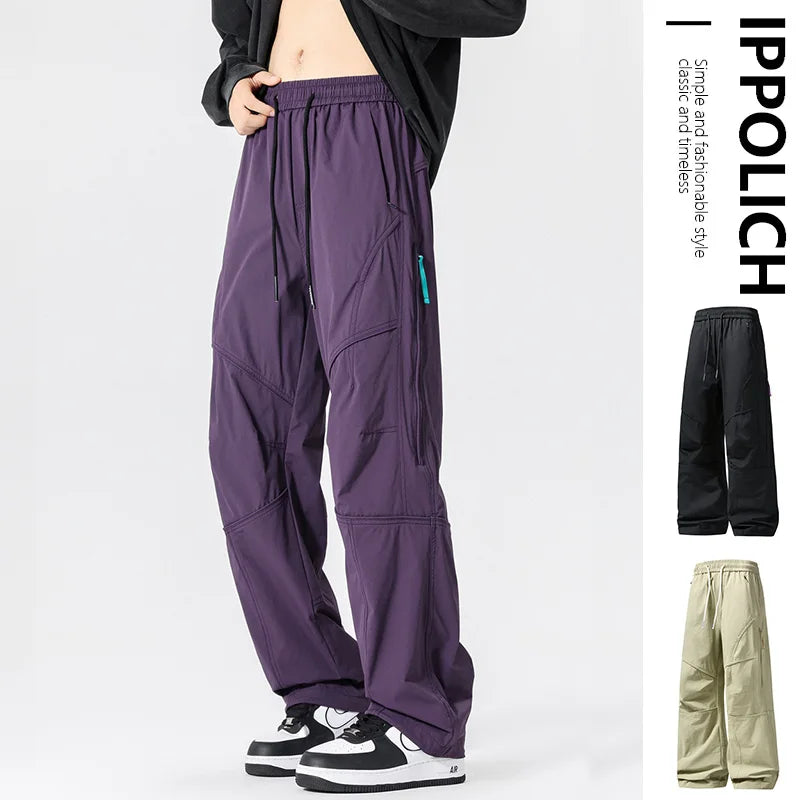 Men’s Casual Pants Loose Fit Straight Leg – Water-Resistant Everyday Trousers Spring Fashion