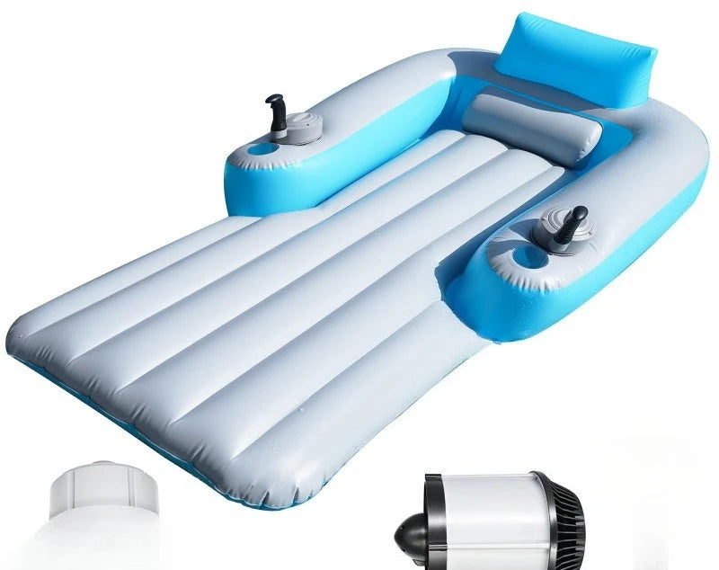 Inflatable Motorized Pool Lounger with Dual-Motor Propeller