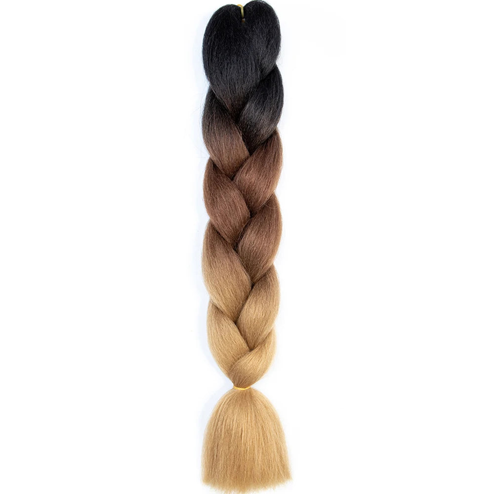 GlowStrands 24” Jumbo Braids for Kids & Adults – Ombre Kanekalon Hair Extensions, Easy Styling & Natural Feel