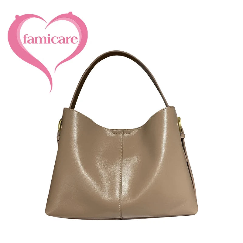 Women’s Casual Leather Tote Bag – Large Soft Cowhide Shoulder Purse for Shopping & Travel