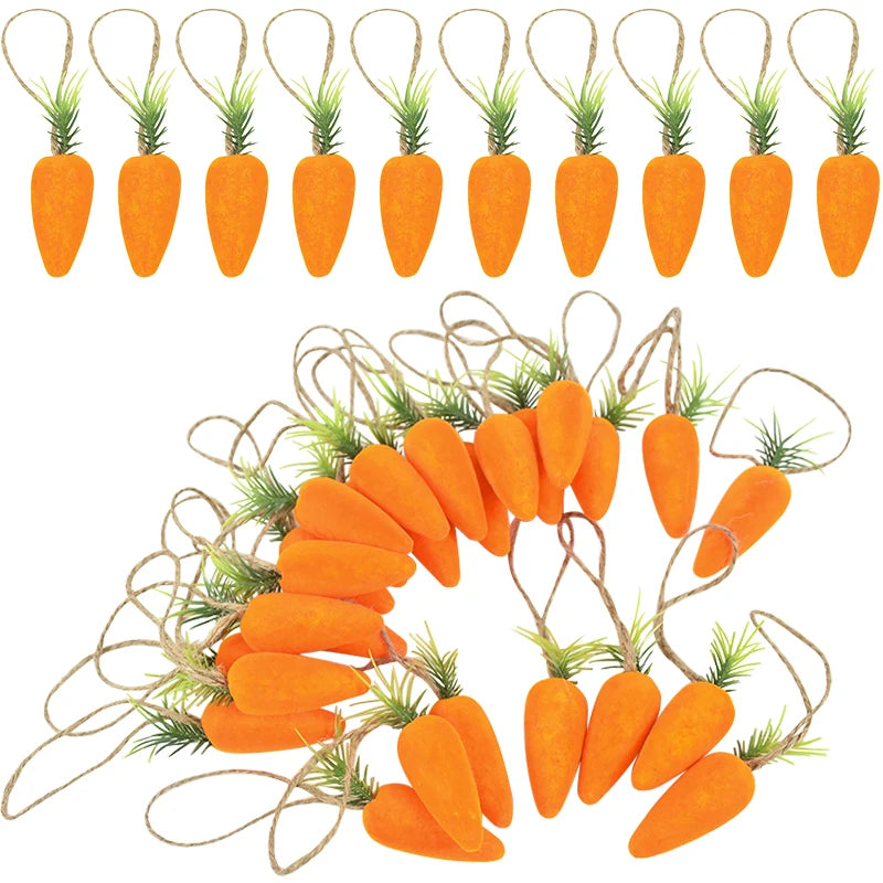 10pcs Easter Carrots Ornament Decorations For Home DIY Foam Carrot Hanging Pendant Spring Easter Party Supplies Kids Toys Gift