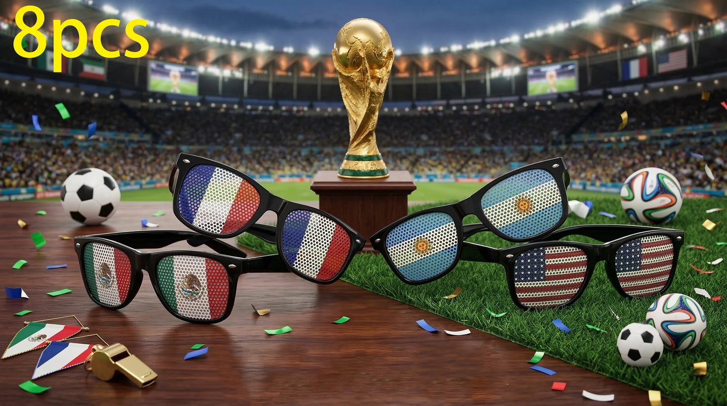 8PCS HD Vision Flag Sunglasses – Football Fan Sports Party Eyewear