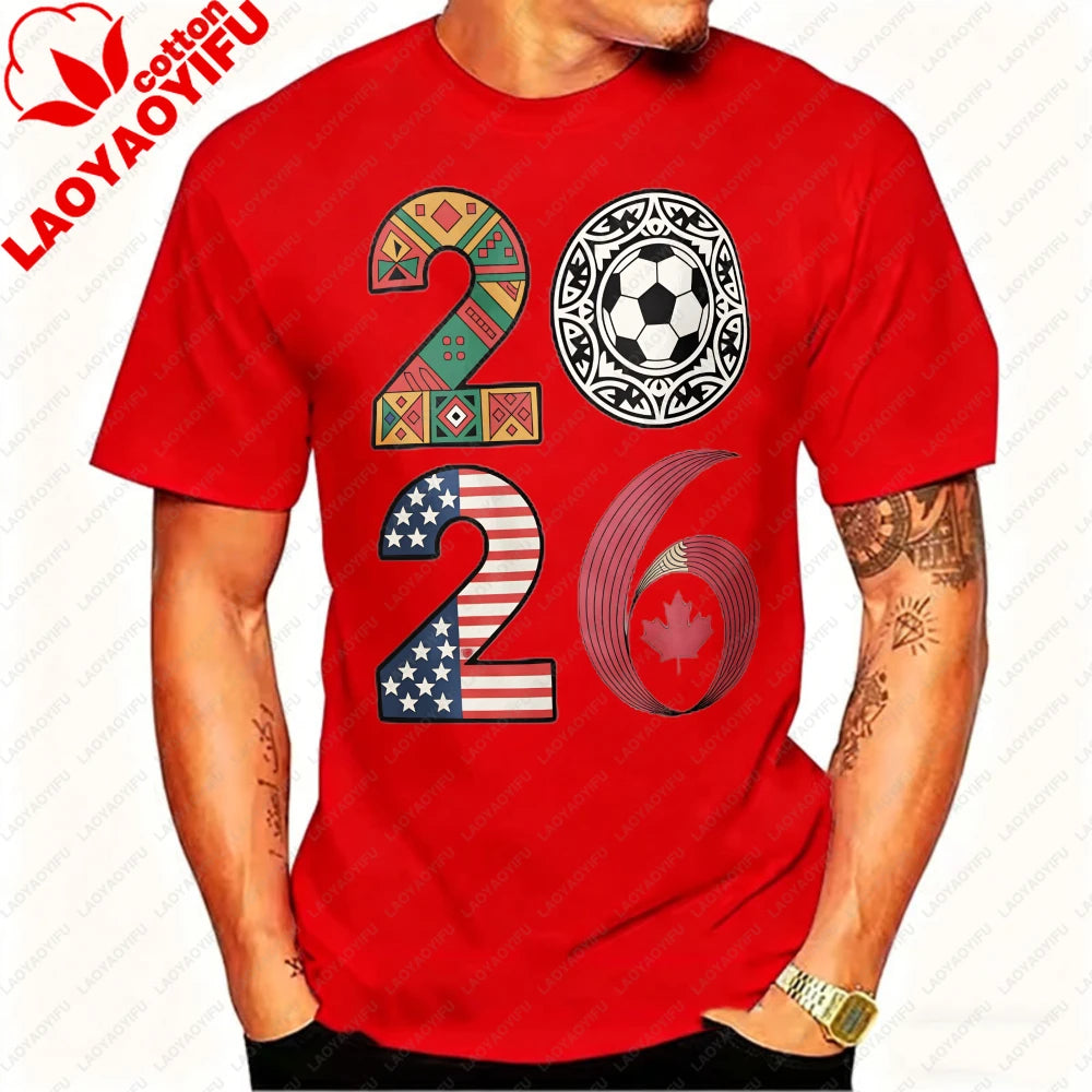 USA, Canada & Mexico Soccer Flag T-Shirt – Cotton Graphic Tee (2026 Edition)