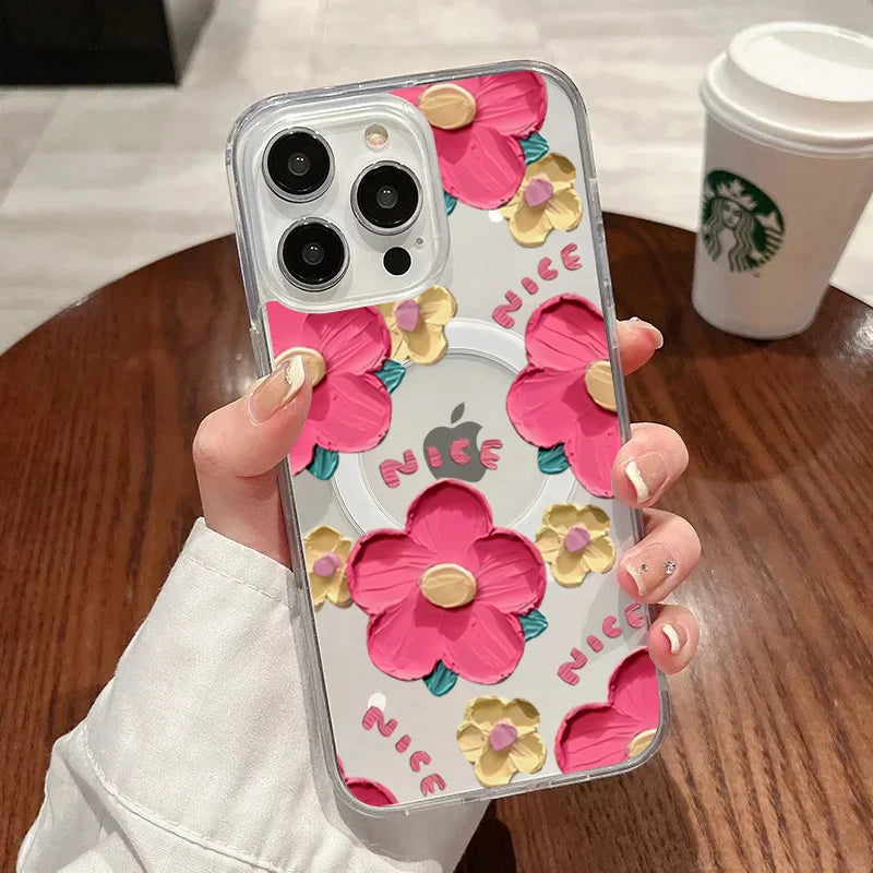 Elegant Blue Lily Pattern Silicone Phone Case