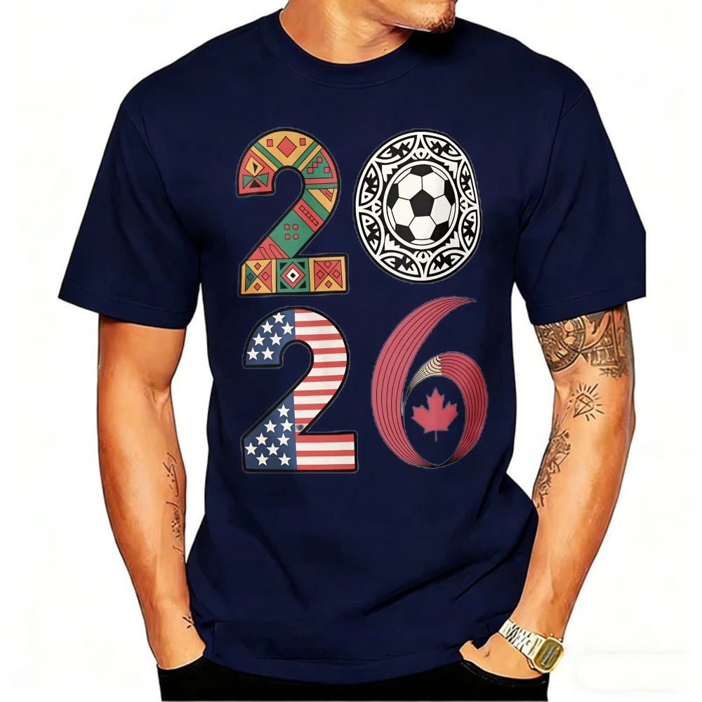 USA, Canada & Mexico Soccer Flag T-Shirt – Cotton Graphic Tee (2026 Edition)