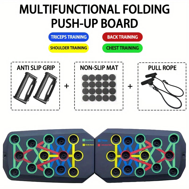 Portable Foldable Push-Up Board Set with Handles – Multi-Function Fitness Training Equipment