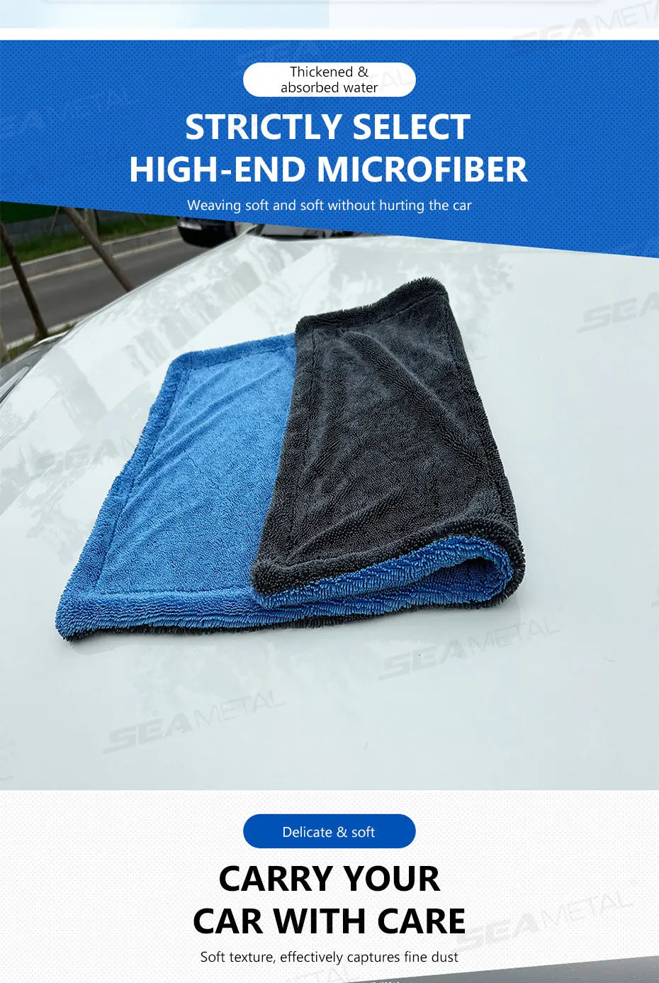 Heavy-Duty Microfiber Car Drying Towel 1200 GSM