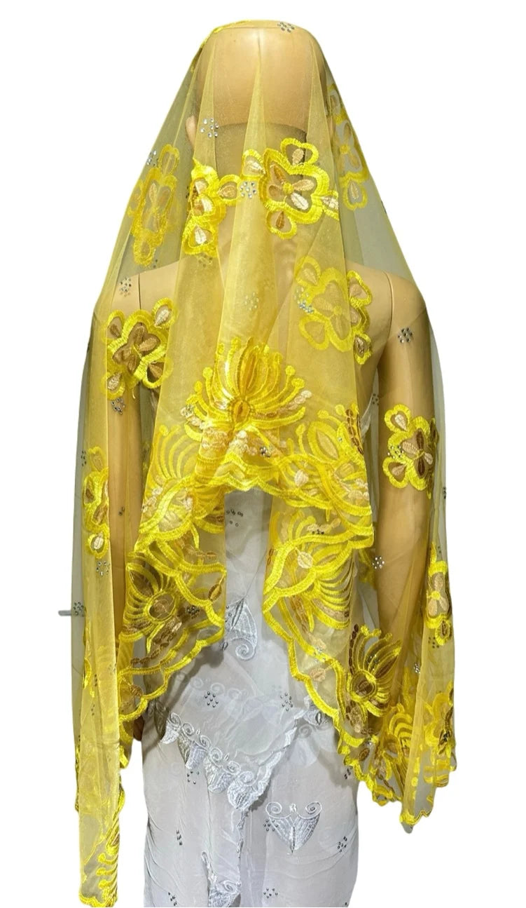 Women's Embroidered Voile Hijab Scarf