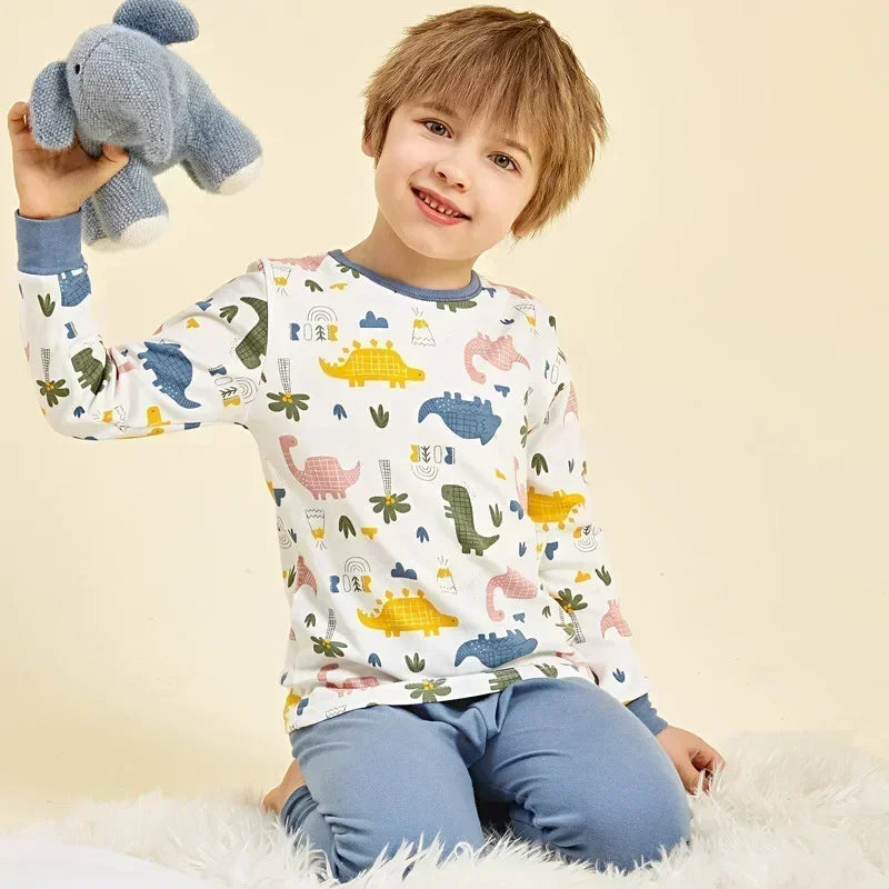Kids Pajamas Set, 100% Cotton Soft Long Sleeve Sleepwear for Toddlers & Children Ages 2–13, Astronaut Print