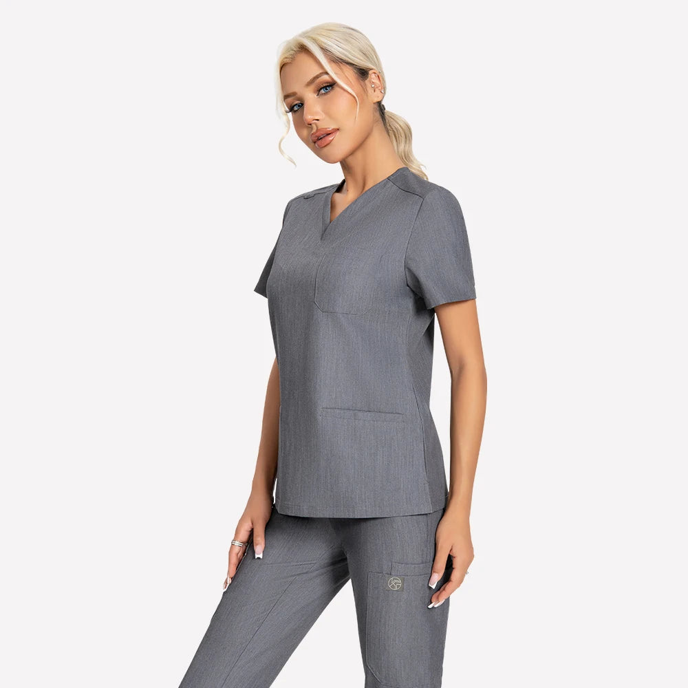 Women’s Antibacterial Scrubs Set – Soft V-Neck Top & Wrinkle-Resistant Pants