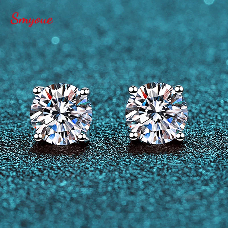 Moissanite Stud Earrings – S925 Sterling Silver Platinum-Plated Unisex Earrings