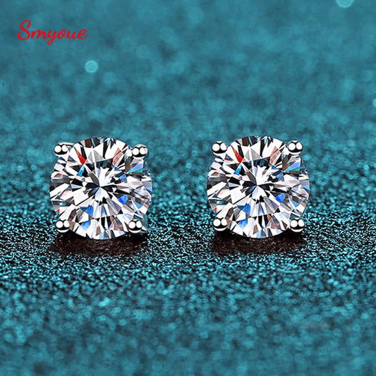 Moissanite Stud Earrings – S925 Sterling Silver Platinum-Plated Unisex Earrings