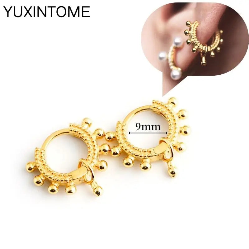 925 Sterling Silver Multi-Turn Hoop Earrings with White Zircon, Fashion Punk Jewelry for Women
