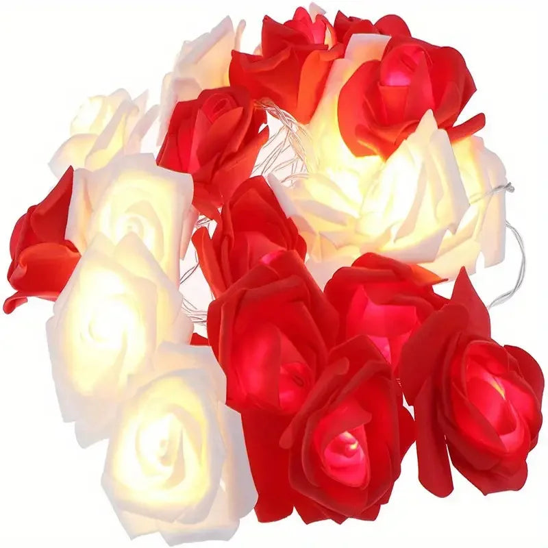Artificial Rose Flower LED String Lights (10/20 LEDs) – Decorative Fairy Light Garland for Home, Wedding, and Party Decor