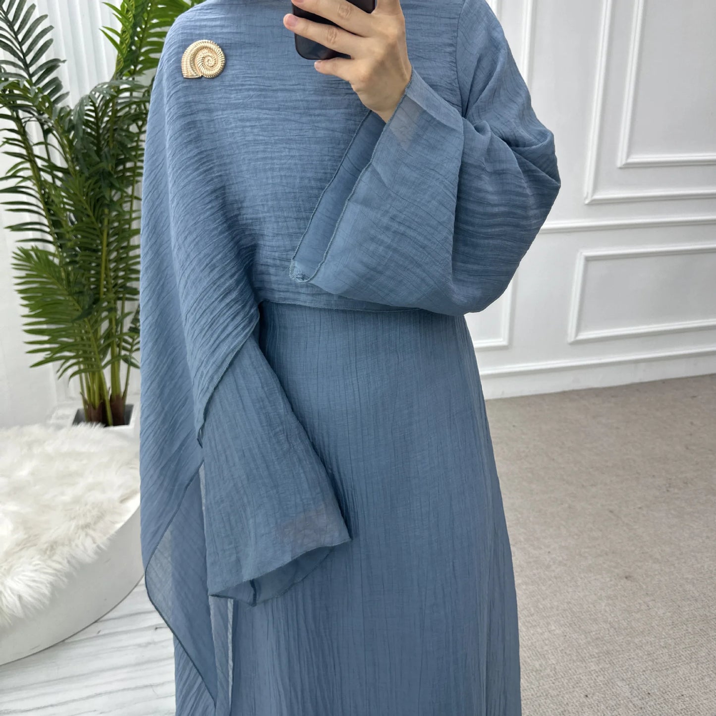 Women’s Two-Piece Modest Cardigan Set – Elegant Middle East Islamic Abaya Dress for Ramadan & Eid