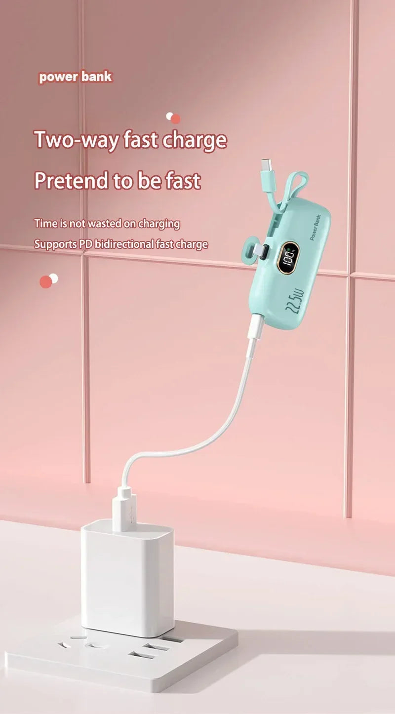 30000mAh Capsule Power Bank Fast Charge Portable Mobile Power Supply Emergency External Battery for Type-C, iPhone, Android