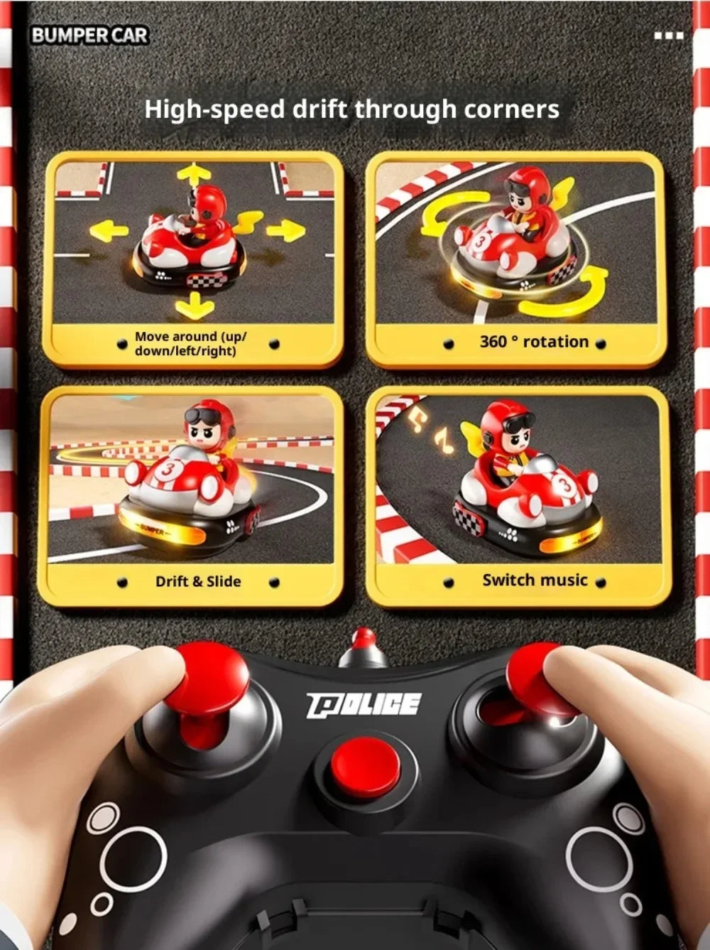 Remote Control Bumper Kart Set – 2-Player RC Drift Racing Cars