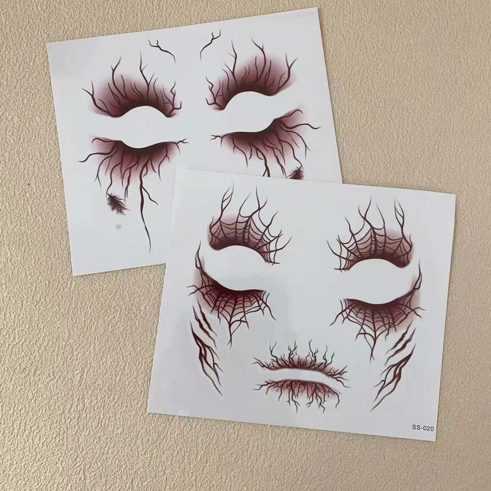 Halloween Vein and Spider Web Temporary Tattoo Stickers for Gothic Horror Costumes, Themed Parties and Special Effects Body Art