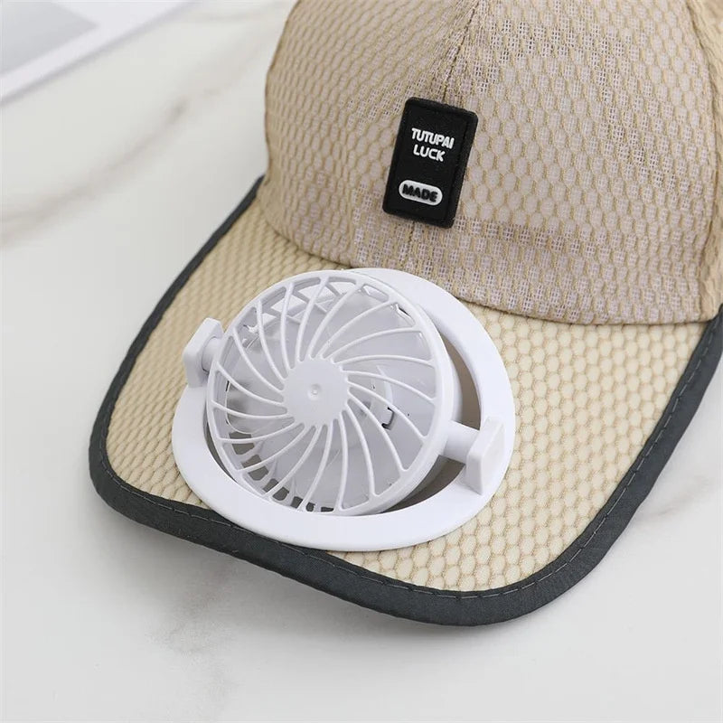 Solar Fan Baseball Cap with USB Charging — Unisex Outdoor Hat