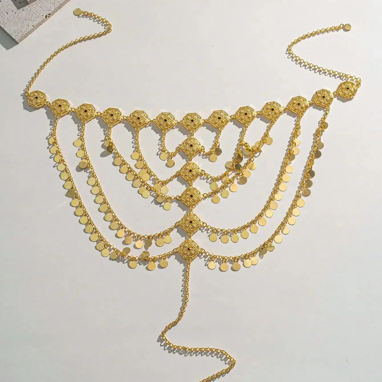 Gold-Plated Hair Chain for Women – Turkish Kurdish Arabic Totem Headpiece – Festival & Wedding Jewelry