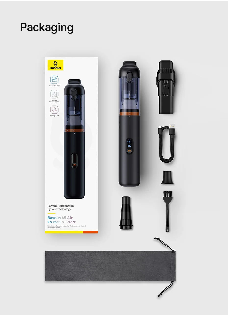 Baseus A5 Air Cordless Handheld Vacuum Cleaner – Powerful Suction for Car & Home