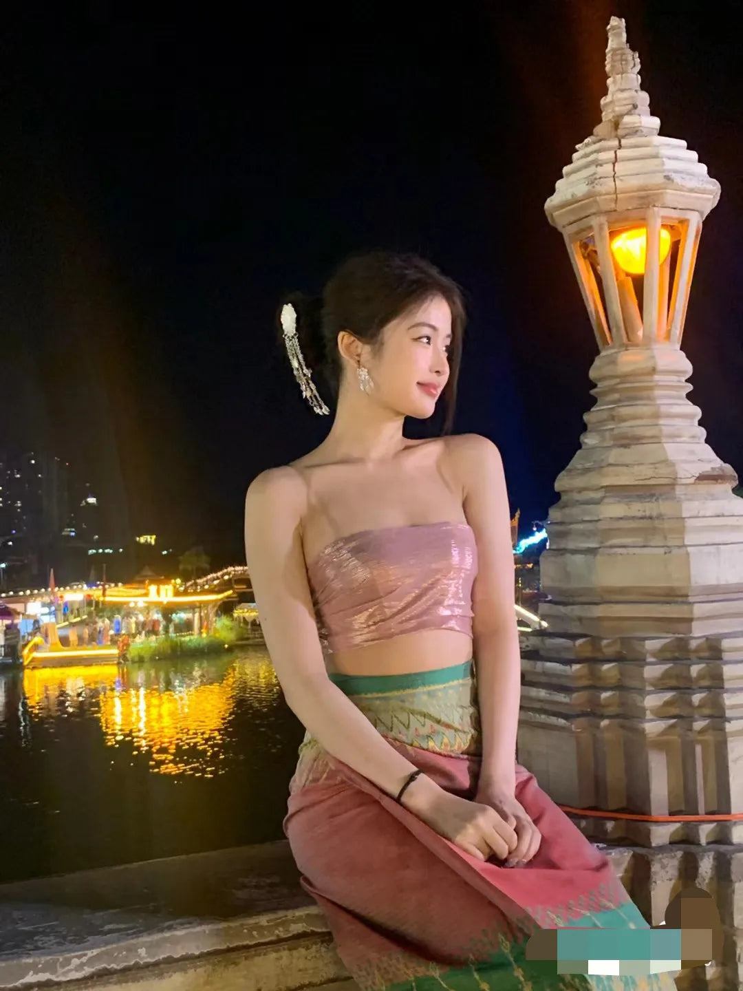 Women’s Thai Traditional Clothing Set (2-Piece) – Dai Minority Ethnic Dress, Retro National Costume for Dance, Cultural Events & Photoshoots