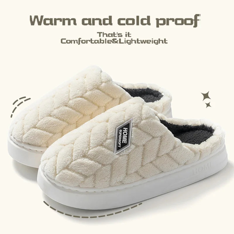 Women's Plush Cotton Slippers – Soft, Warm & Anti-Slip Indoor Footwear for Autumn & Winter