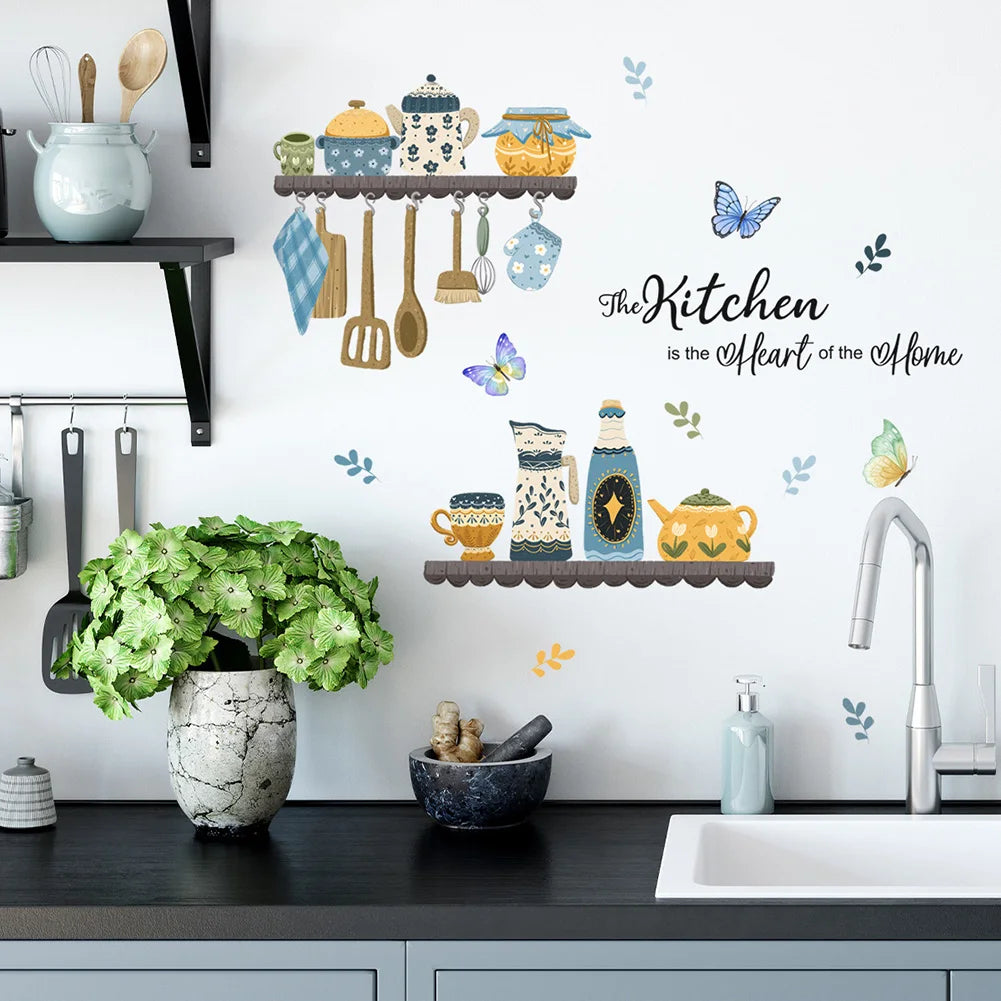 30*60cm Cartoon Pattern Wall Stickers DIY Cafe Restaurant Living Room Home Decoration Self-adhesive Kitchen Decorative Stickers