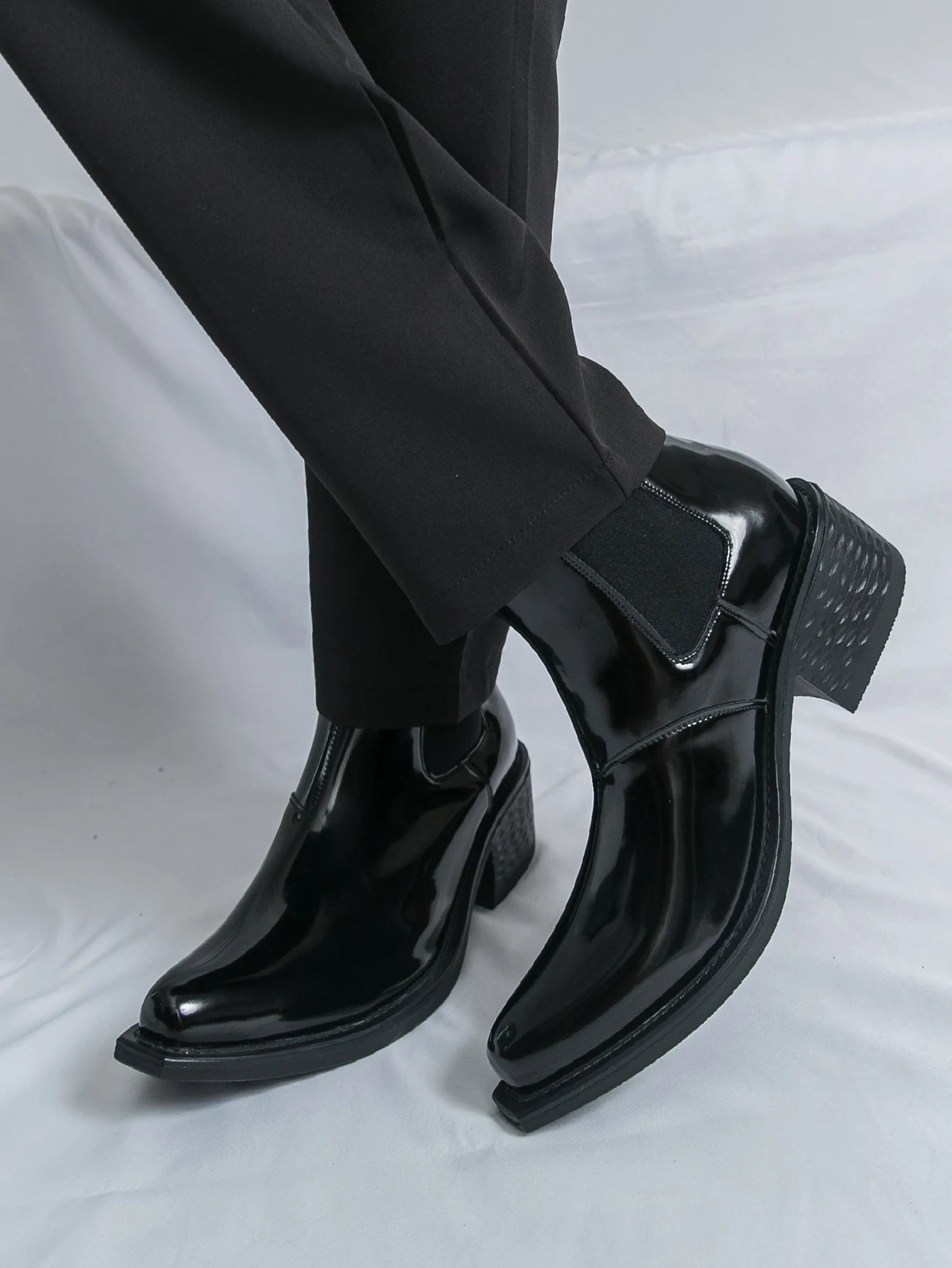 Men’s PU Leather Chelsea Boots, Classic Pointed Toe Design
