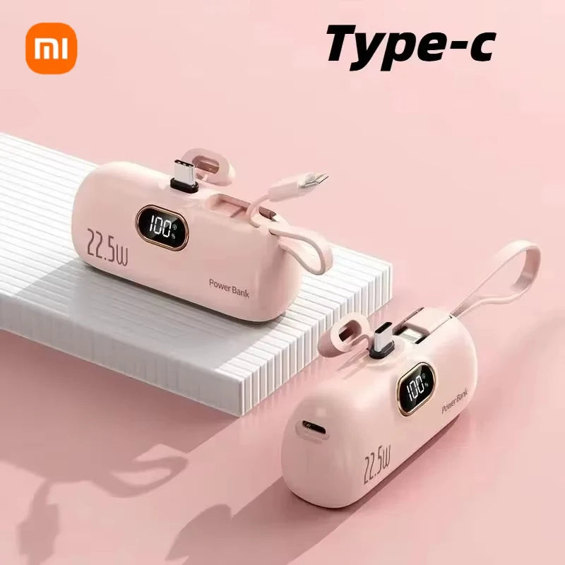30000mAh Capsule Power Bank Fast Charge Portable Mobile Power Supply Emergency External Battery for Type-C, iPhone, Android