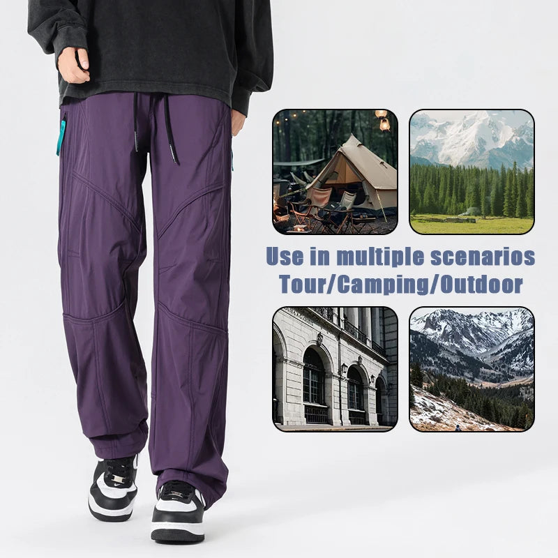 Men’s Casual Pants Loose Fit Straight Leg – Water-Resistant Everyday Trousers Spring Fashion
