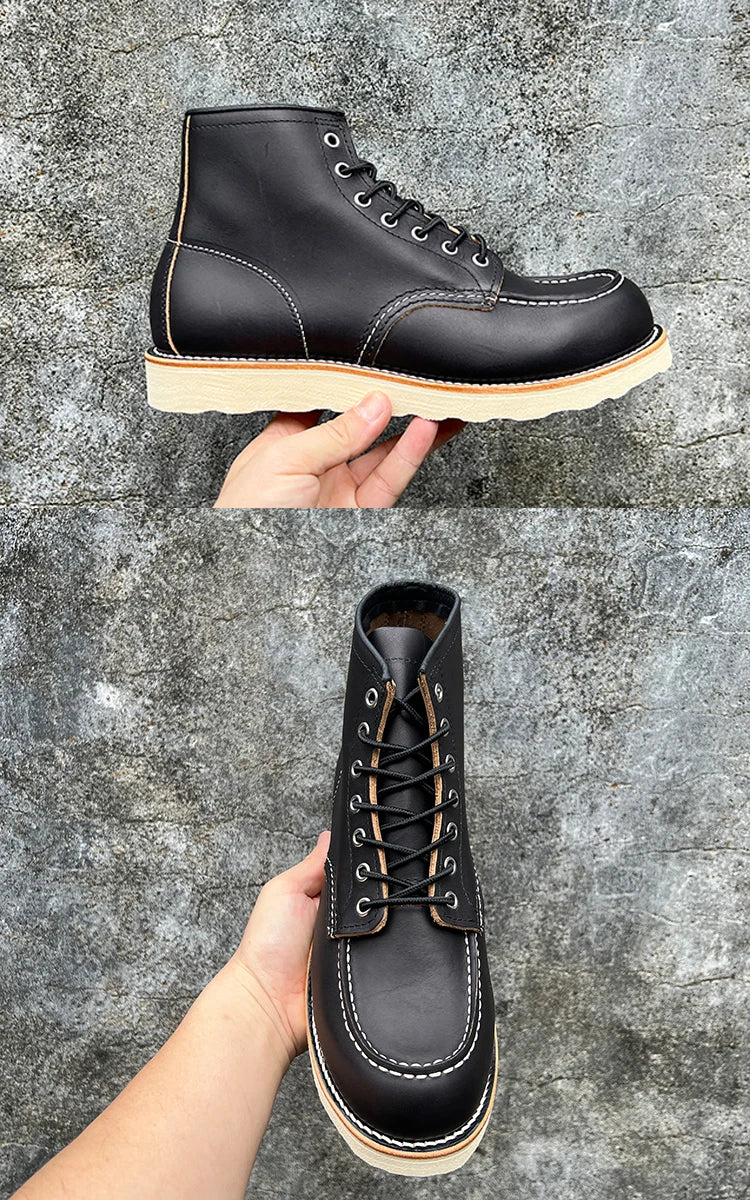 Men’s Leather Work Boots – Durable Full-Grain Leather with Goodyear-Welt Construction