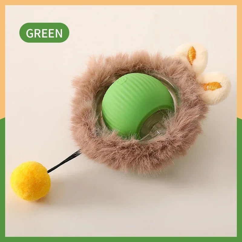 Cat Interactive Ball Toy - Automatic Rolling Ball with Faux Tail, Rechargeable Smart Pet Electric Toy for Dog & Cat Training, Imitates Mouse Movement