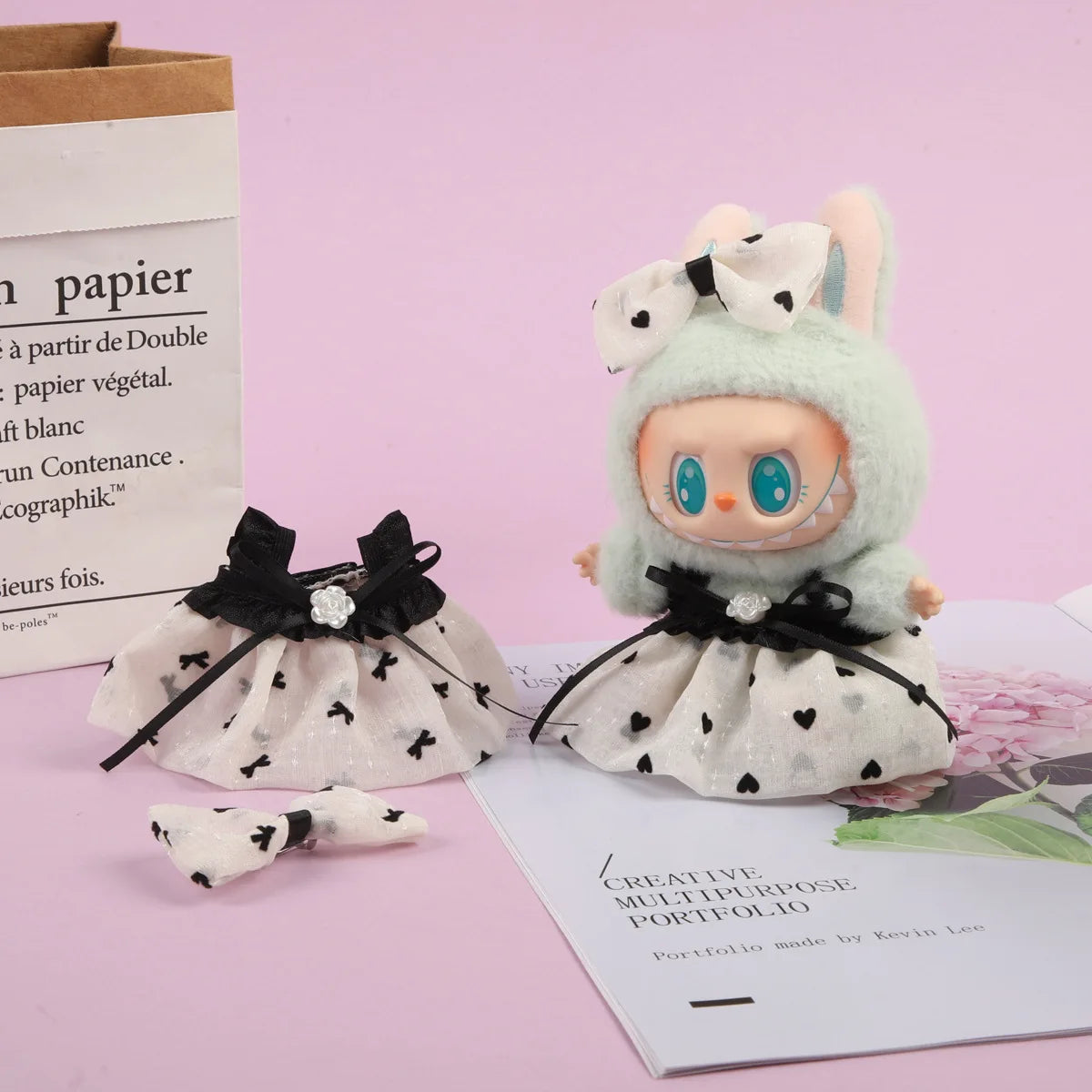 17cm Labubu Doll Clothes Outfit – Accessories for Kpop EXO Labubu Idol V1/V2, Skirt & Sweater Clothing Gift"
