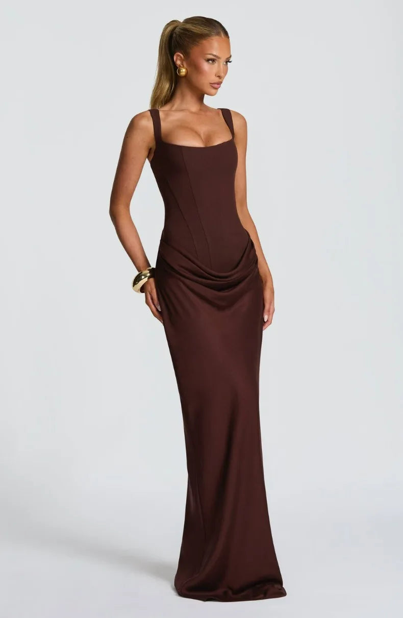 Fishbone Strap Evening Dress